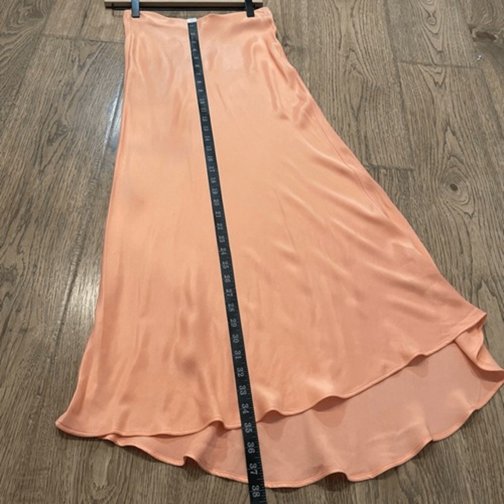 Zara Peach Satin Midi Skirt Bias Cut Viscose Slip Skirt XS Feminine Romantic - Picture 10 of 10